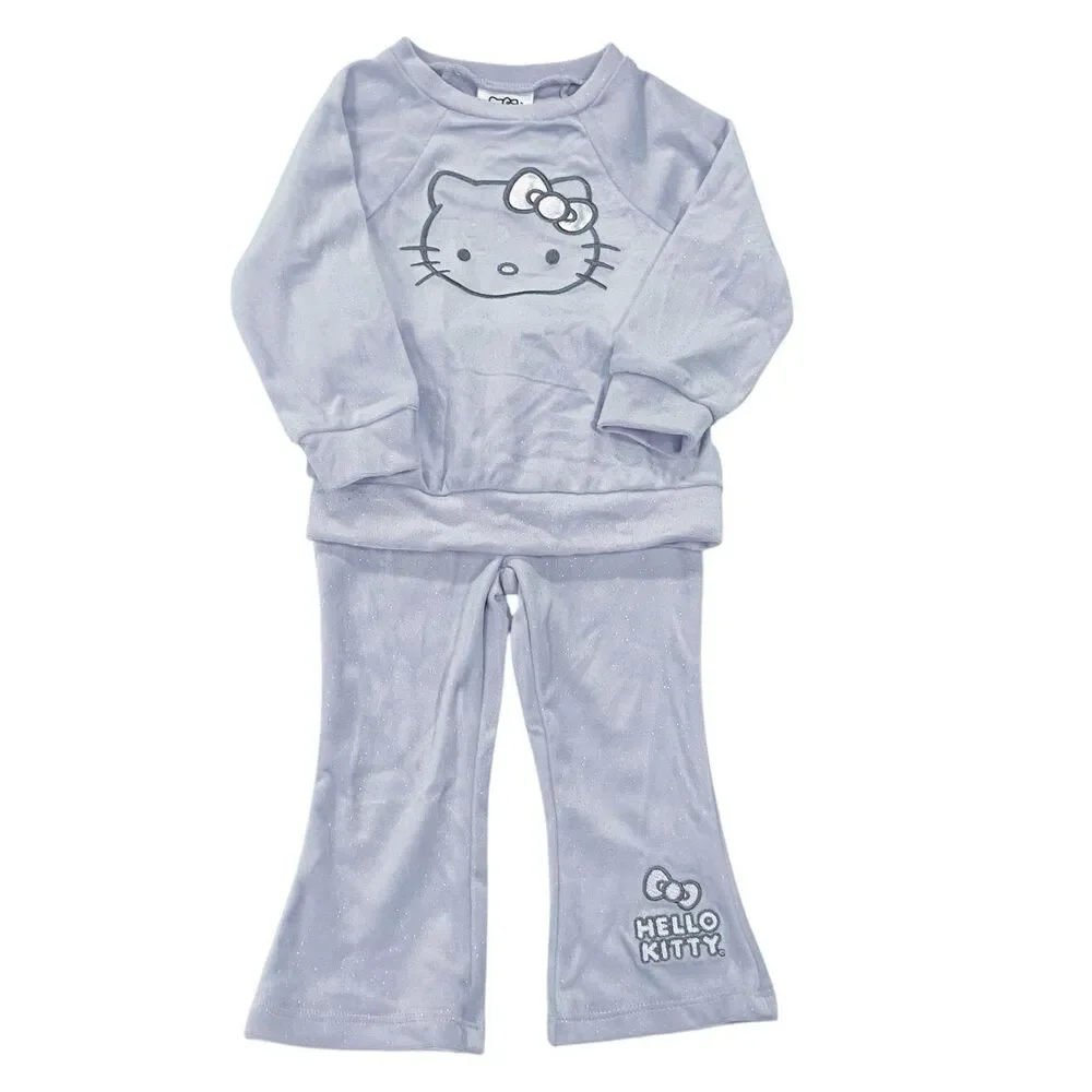 Hello Kitty Little Girls 2 Pc. Velour Sweatshirt Pants Outfit Set Lavender 18M - Picture 1 of 12